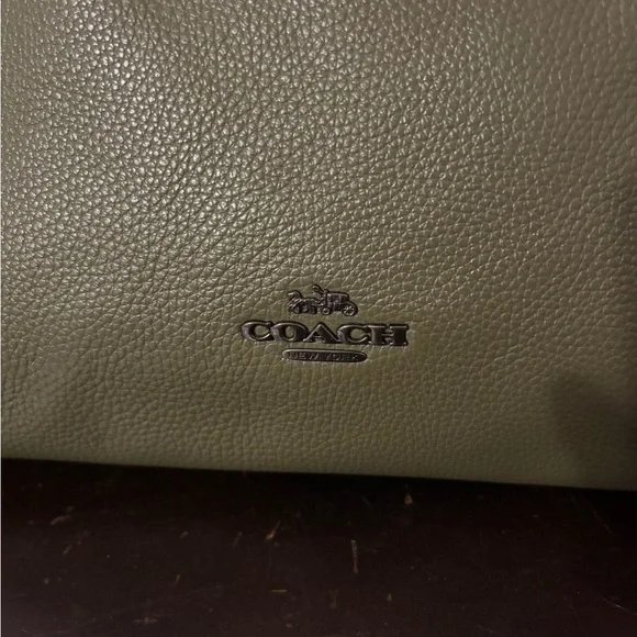 Coach Hallie Olive Green Leather Shoulder Bag - Picture 2 of 10